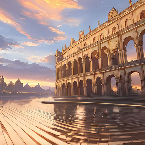 A Building With A Reflection Of A Person In The Water P9a4akks