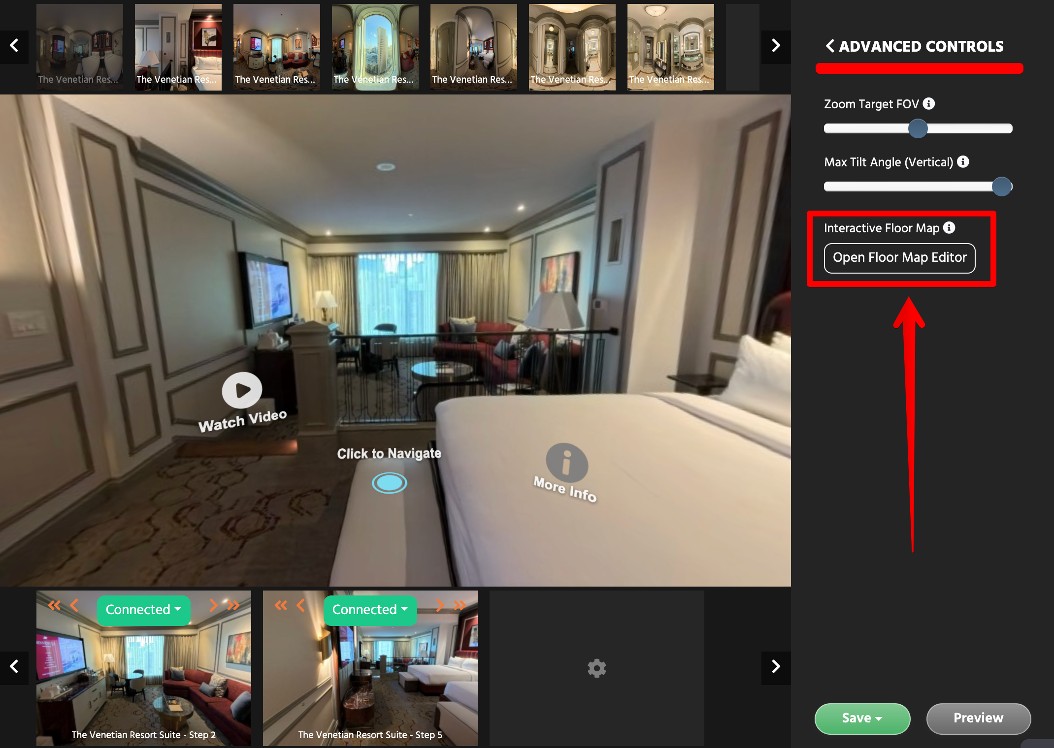 open floor map modal